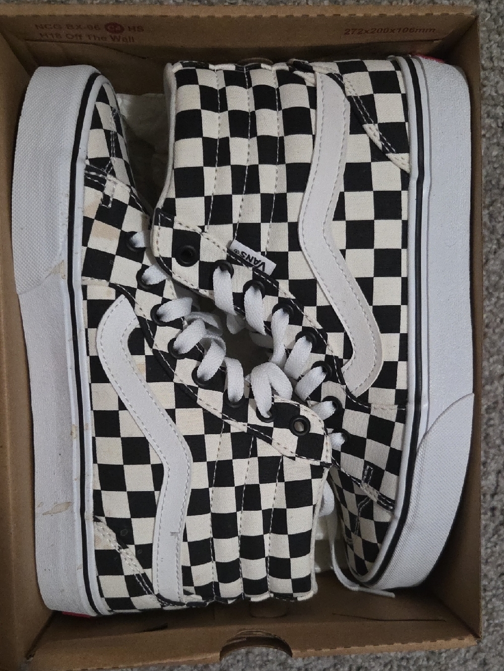 Vans Women's Black & White Checkerboard High-Top Sneakers New In Box